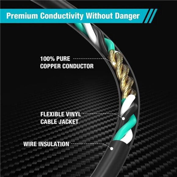 Extension Cord, 50 ft Outdoor Extension Cord with Multiple Outlets, Black - Picture 6 of 7